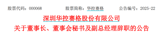 华(🏮)控赛格董事长、董秘、副总经理三高管同日辞职